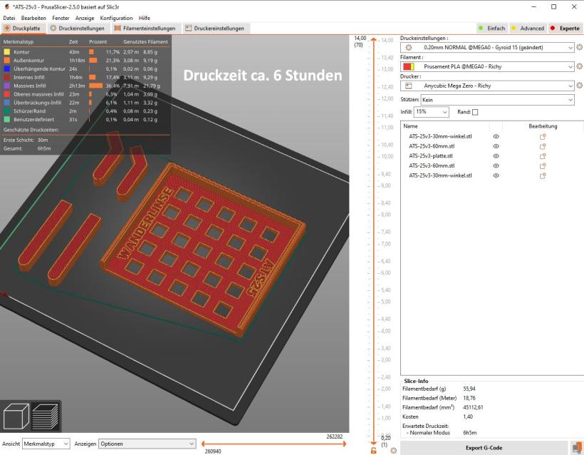 ATS25 Ständer 3D Druck Slicer