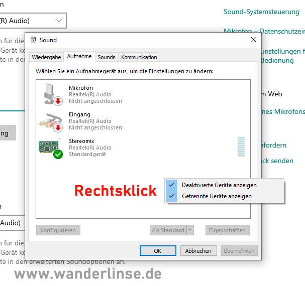 stereomix aktivieren